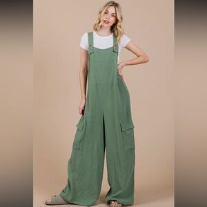 01 Fabulous Solid Textured Wide Leg Jumpsuit